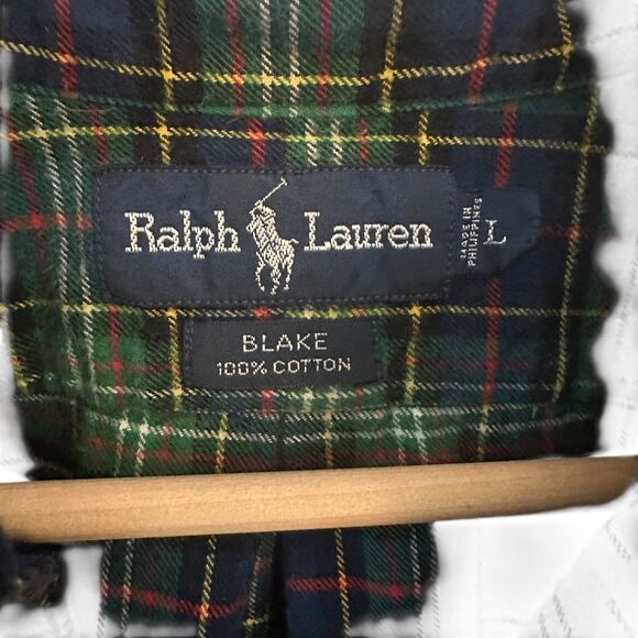 Ralph Lauren Men's Blake 100% Cotton Blue, Red & Green Plaid Flannel Button L - Picture 5 of 6